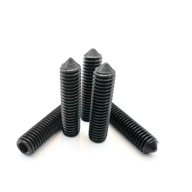 1/10/50 M6 M8 M10 M12 M16 DIN914 Black grade 12.9 steel Hex Hexagon Socket Cone Point Grub Set Screw Allen Head Tapered End Bolt