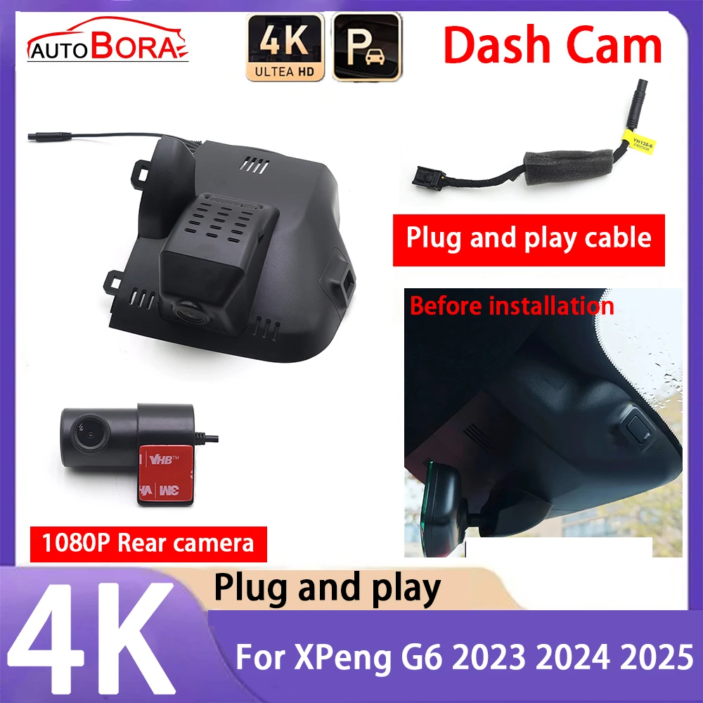 

AutoBora 4K 2160P Car Camera Plug and Play UHD Dash Cam Night Vision for XPeng G6 2023 2024 2025