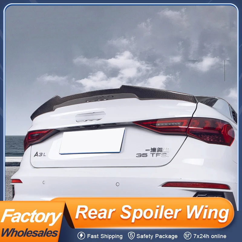 

For Audi A3 S3 8Y Sedan 2021 2022 Rear Trunk Lid Ducktail Car Spoiler Wing Carbon Fiber Material V Style Design Accessories