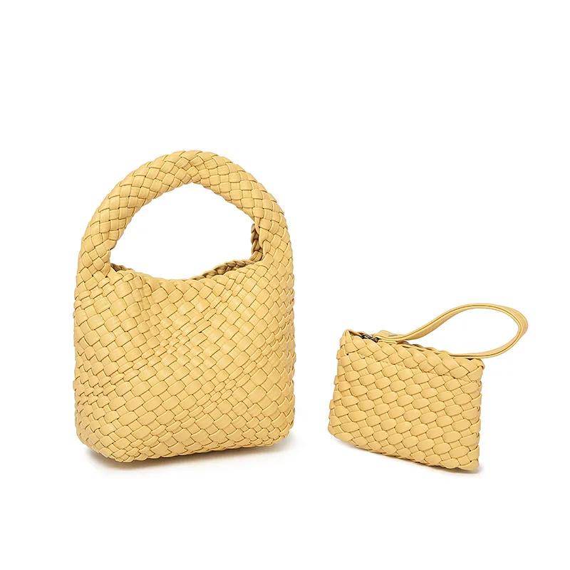 

Тканый кошелек из искусственной кожи для женщин, маленькая сумка через плечо со съемным плечевым ремнем, сумка с верхней ручкой для девочек, для улицы