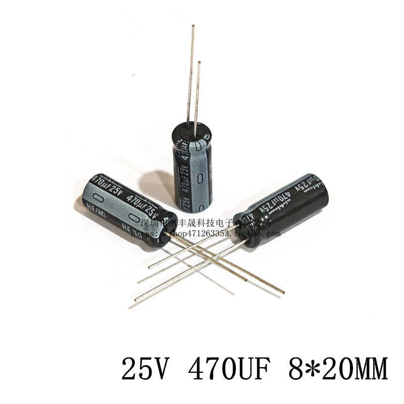 10PCS Japan imported surface mount electrolytic capacitor 8X20 470UF 25V high-frequency low resistance 105 degree straight leg