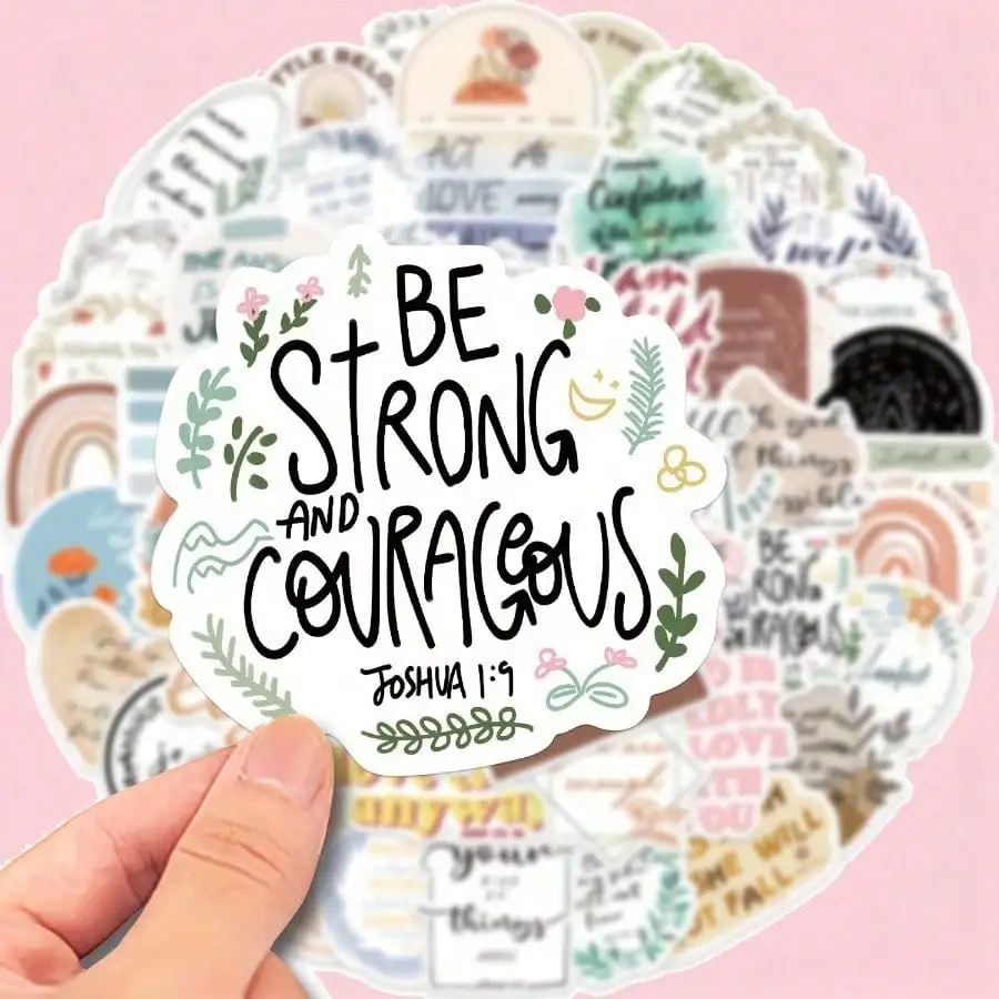 50 pieces of graffiti stickers, Bible quotes, text DIY decoration, handbook, notebook, suitcase, computer, skateboard.
