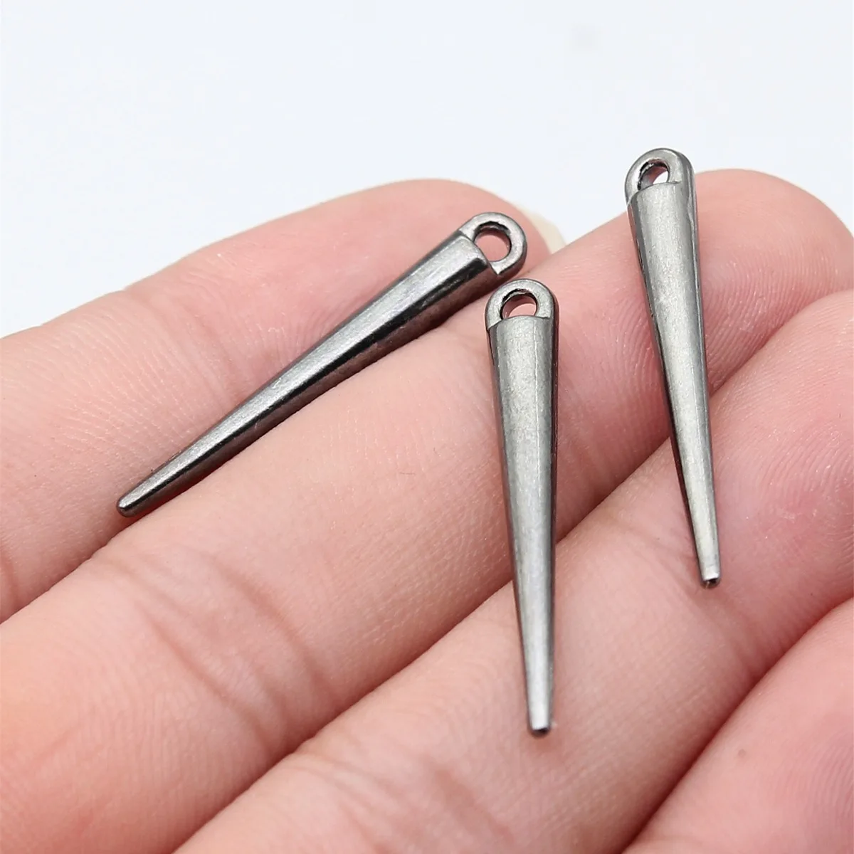 WYSIWYG 10pcs 34x5x4mm 7 Colors 3D Taper Awl Bodkin Beads Charm Pendants For Jewelry Making DIY