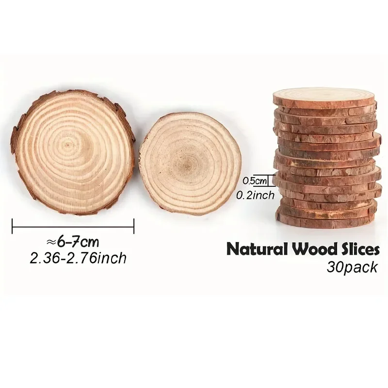 30Pcs Wood Slices 2.4\