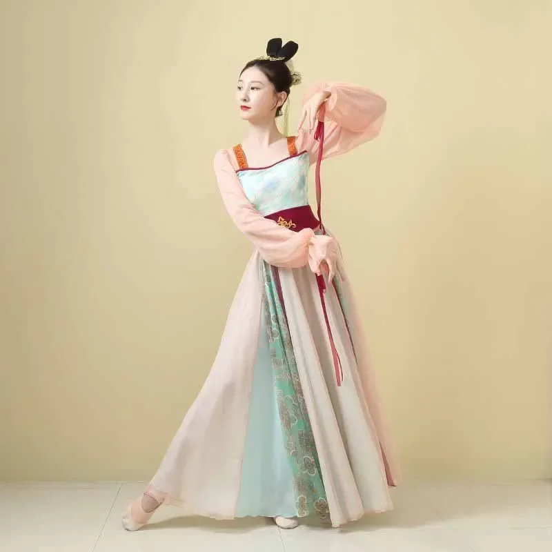 Classical dancer performance costumes for women practice dance clothes Chinese style folk dance dress