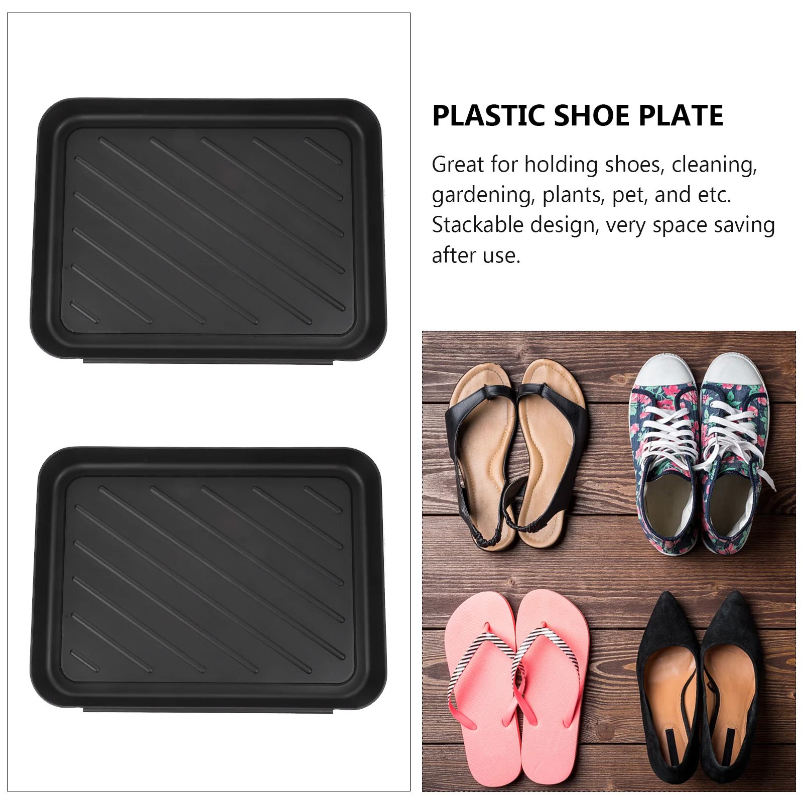 

1Pcs Shoe Tray Plastic Multipurpose Storage Plate for Entryway Living Room Hallway Kitchen Garden Cleaning Pet Bonsai Sundries