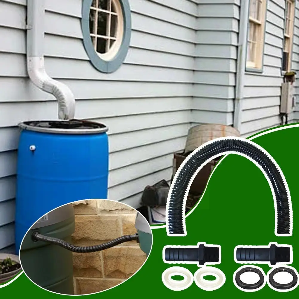 1pcs Bucket Conexão Mangueira Com 2 Bicos Mangueira Rainwater Connection Jardim Chuva Collector Docking Kit Mangueira O1S6