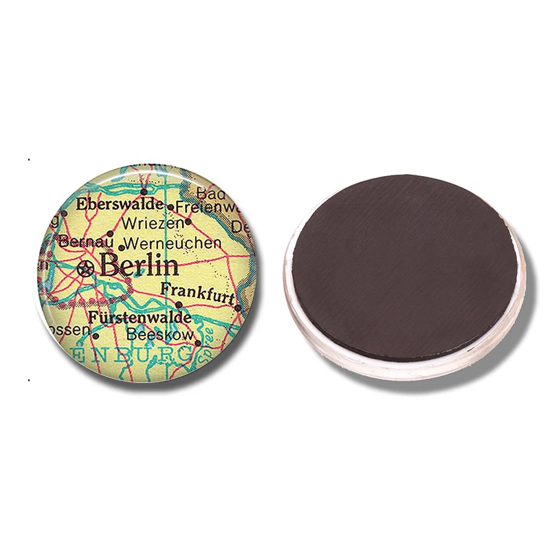 Berlin Map 30 MM Fridge Magnet Frankfurt Germany Map Glass Cabochon Magnetic Refrigerator Stickers Note Holder Home Decoration