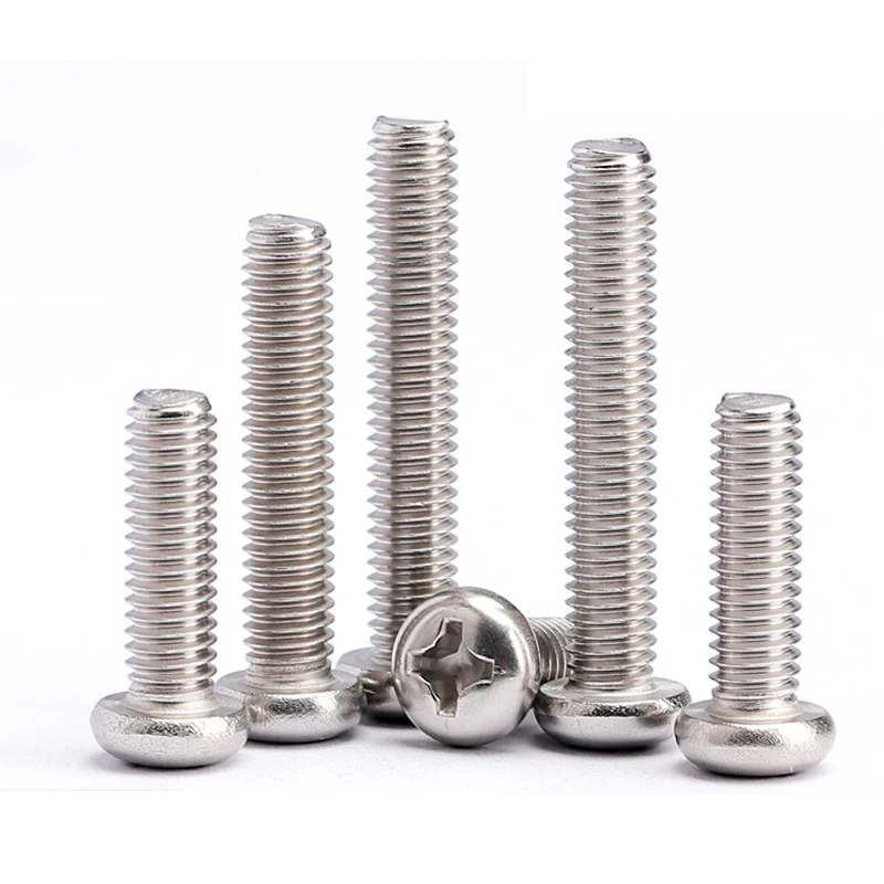 20-500pcs M1 M1.2 M1.4 M1.6 m1.7 M2 M2.5 M2.6 M3 M3.5 M4 Nickel Plated Carbon Steel Cross Phillips Round Pan Head Screw Bolt