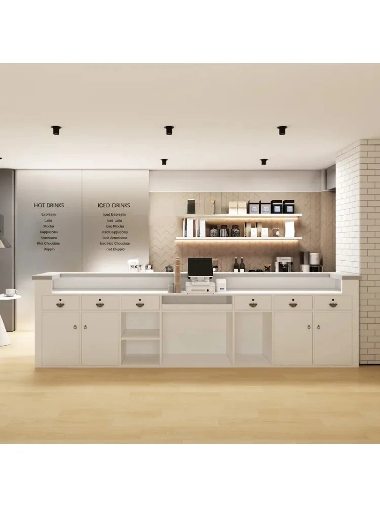 Simple Modern Milk Tea Shop Cafe Bar Cashier Counter Cake Shop Tea Restaurant Reception Desk Customization