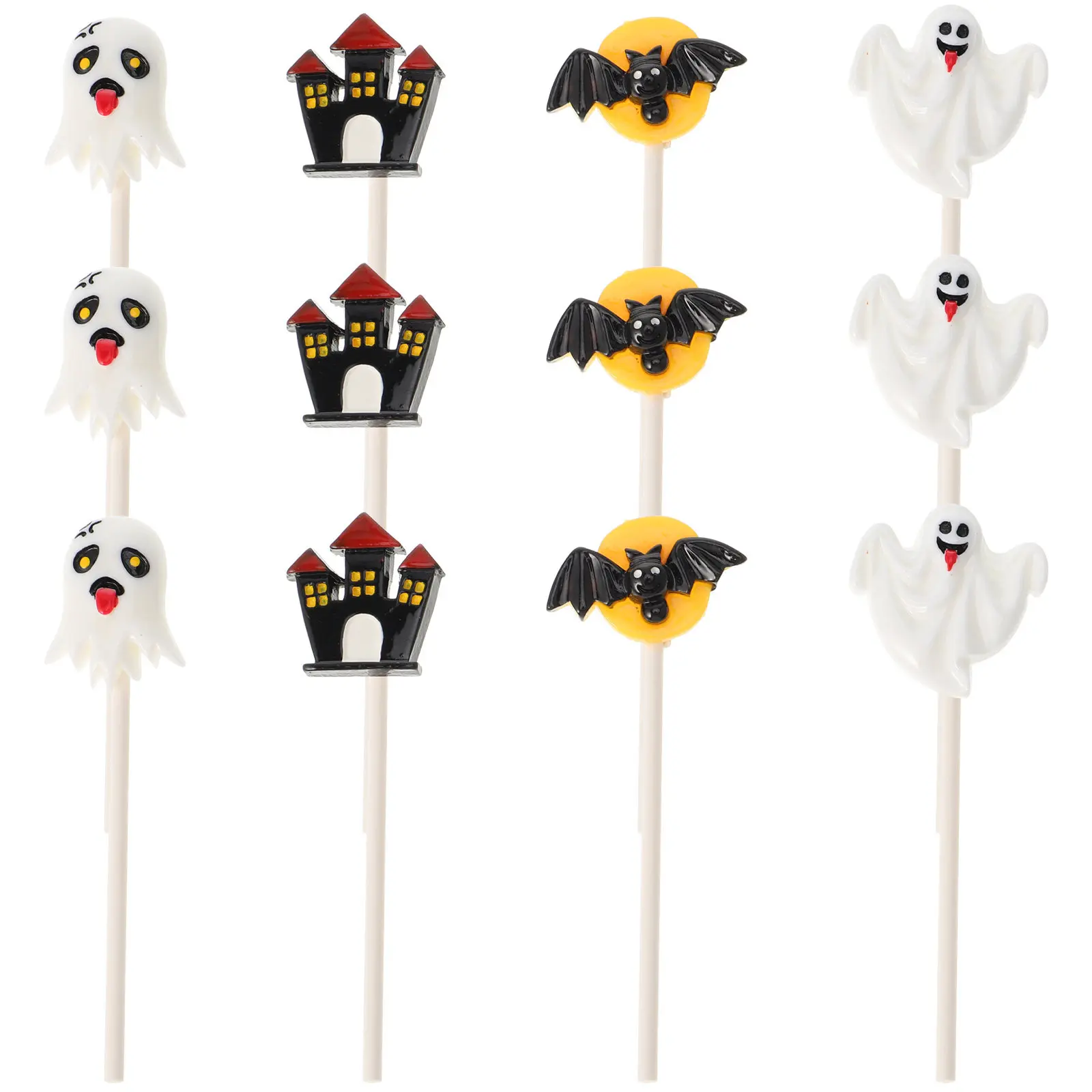 12Pcs Eco Friendly Resin Halloween Cake Toppers Castle Ghost Witch Pumpkin Design Cupcake Muffin Decor Baking Party Atmosphere view 3