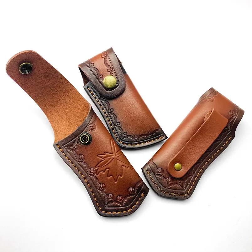 11 Patterns Genuine Cowhide Folding Knife Sheath Cow Leather Scabbard Storage Bag Case Holder For Swiss Army Knife Pliers Tools