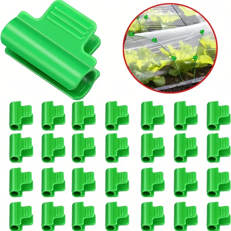 Greenhouse Pipe Clamps Clips, Plant Stakes, for Outer Shed Film, Row Cover, Shading Netting, Tunnel Hoop Clips