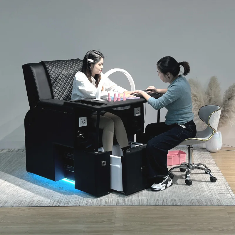 Electric Massage Manicure Sofa, 4 in 1 Beauty Salon Nail Spa Pedicure Chair, Foot Bath Seat
