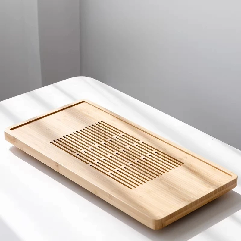 Japanese Bamboo Tea Tray Kong Fu Rectangular Serving Tea Tray Drainage Home Modern bandeija imperial antiga Rectangular Tray