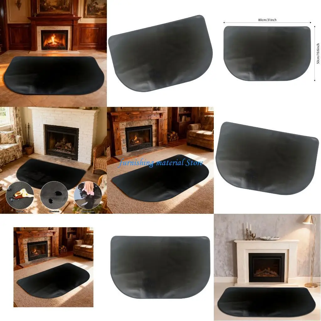 Y5GD Fireplaces Rug Heat Resistant Mat for Indoor Outdoor Use Stove Pad