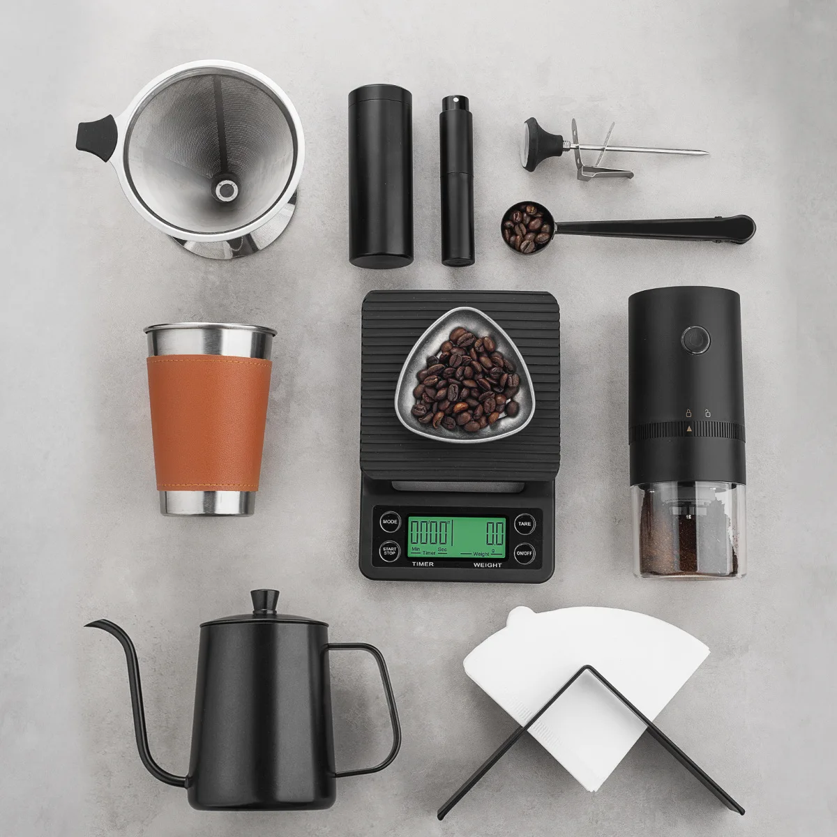Complete set of filter cups travel hand brewing coffee pot set hand grinding coffee pot hand brewing combination
