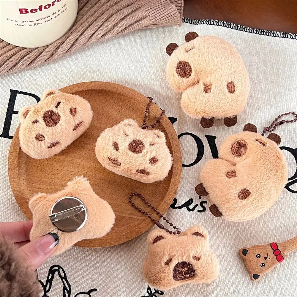 Fashion Cartoon Capybara Plush Keychain Soft Toys Plush Brooches Plush Stuffed Guinea Pig Pendant Car Key Pendant