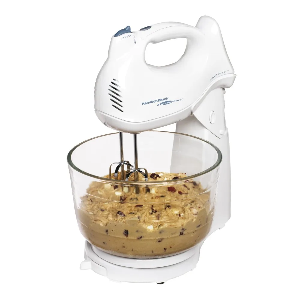 

Power Deluxe 6 Speed Stand Mixer, 6 Speeds, Bowl Rest, 275 Watts Peak Power, White