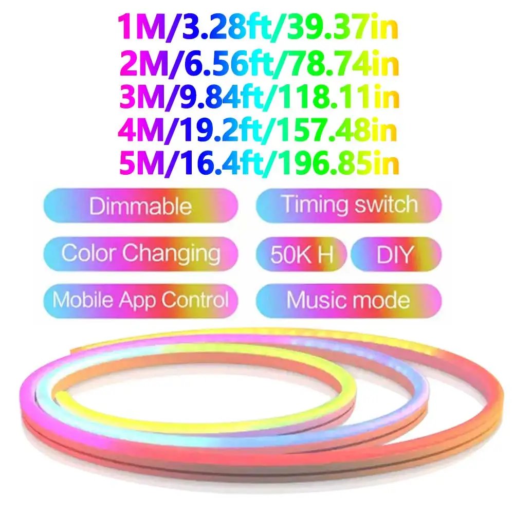 TUYA RGBIC Neon Light Strip WIFI Neon Strip DC5V USB 16Colors DIY Wodoodporne elastyczne światła do telewizora Home Decor Lighting Strips