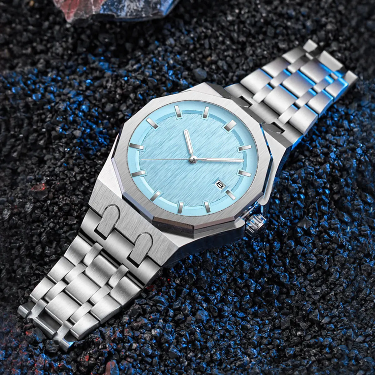 Montres à quartz de luxe pour hommes PINsmen, acier inoxydable, montres-bracelets élégantes pour hommes, date automatique, article populaire, marque