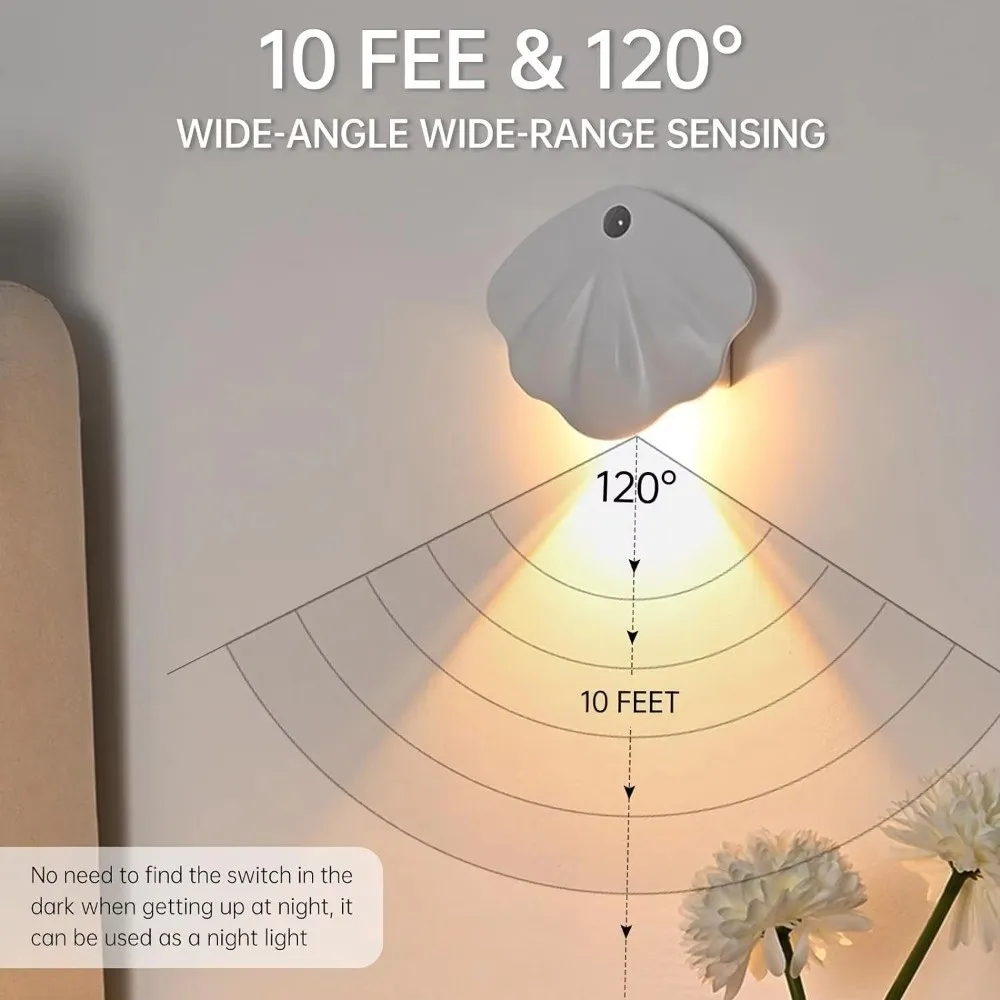 Three Colors LED Night Light USB Charging Energy Saving Shell Shape Lamp Plastic Shell Adjustable Brightness