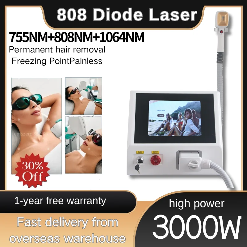 Depiladora laser 3wavelengths Diode Laser Hair Removal Machine Safe And Painless Permanent Beauty Lovers Whole Body Hair Removal