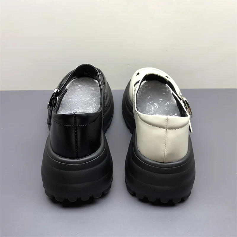 Leather Roman Sle Platform Sandals Women's Summer Lightweight Faionable Versatile Outdoor Slippers Bule Strap Sandals