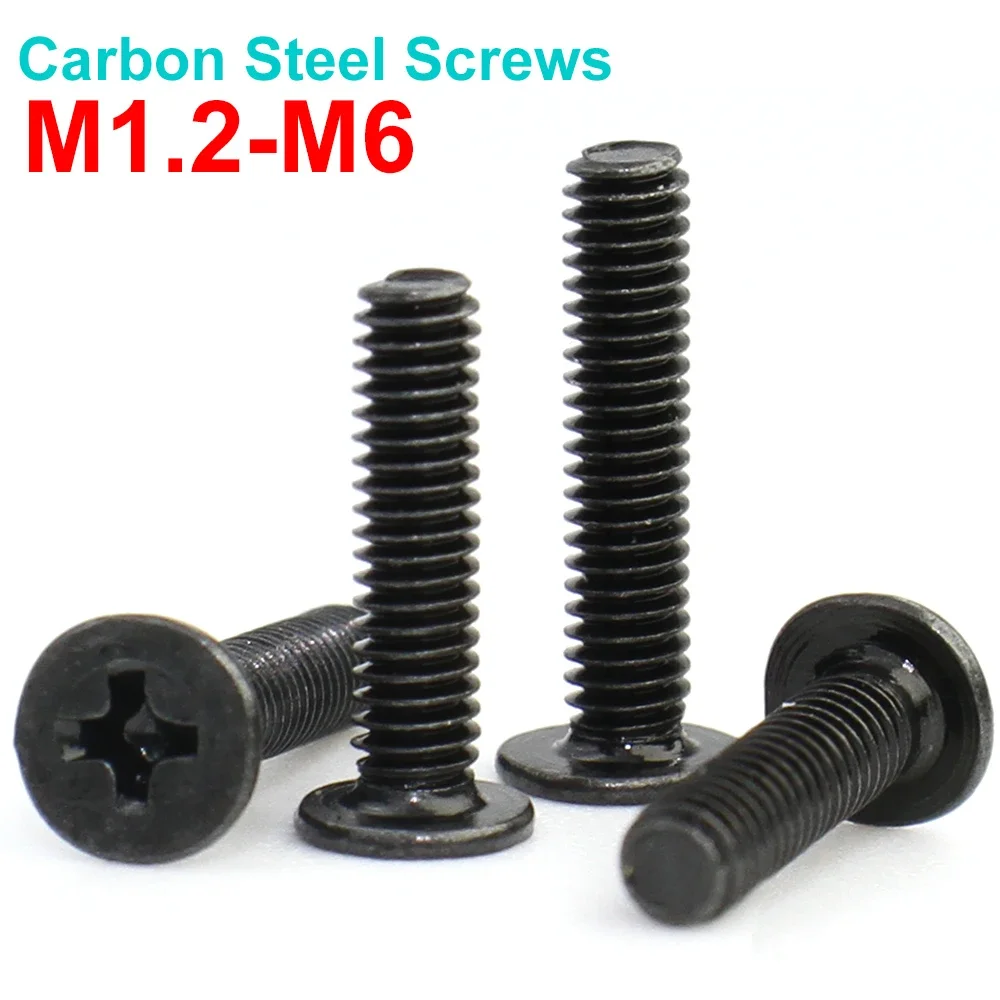 

15-50pcs M1.2 M1.4 M1.6 M2 M2.5 M3 M4 M5 M6 Carbon Steel Phillips Ultra Thin Flat Wafer Head Laptop Screw Bolt for Computer