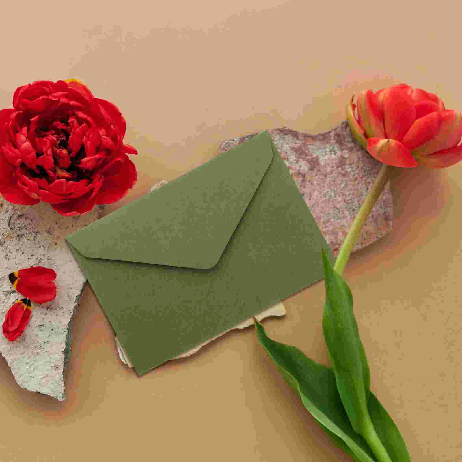 Imagem -05 - Envelope Retrô Triangular de Estilo Ocidental Cartão Postal de Casamento Saudação Grossa Grama Quieta Cartões de Carta Verde 120g 40 Peças