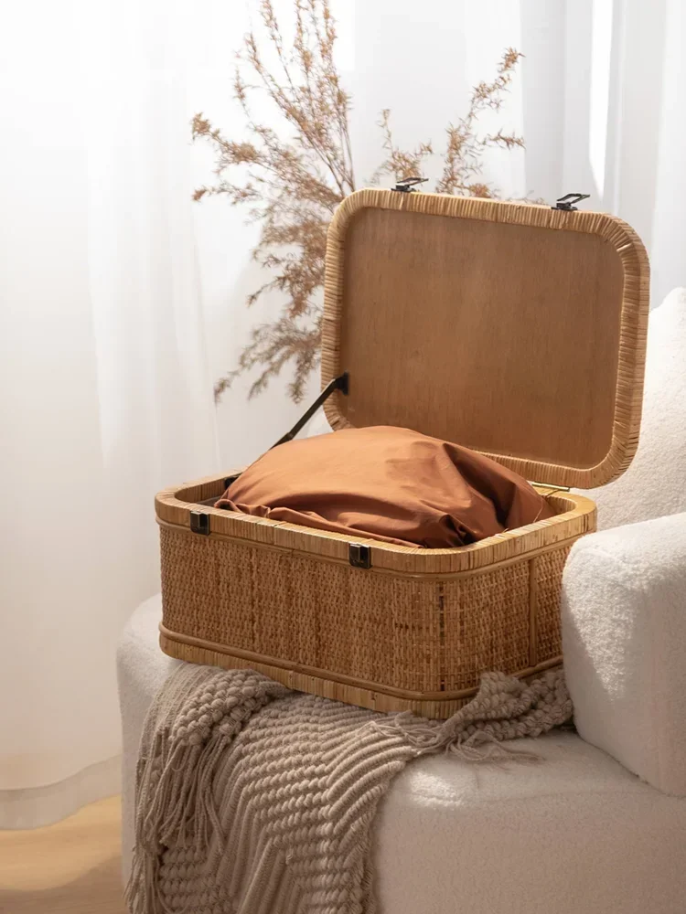 

SHUN Storage box, household rattan woven grass woven Nordic ins woven basket, toys, snacks, clothing, miscellaneous items sortin