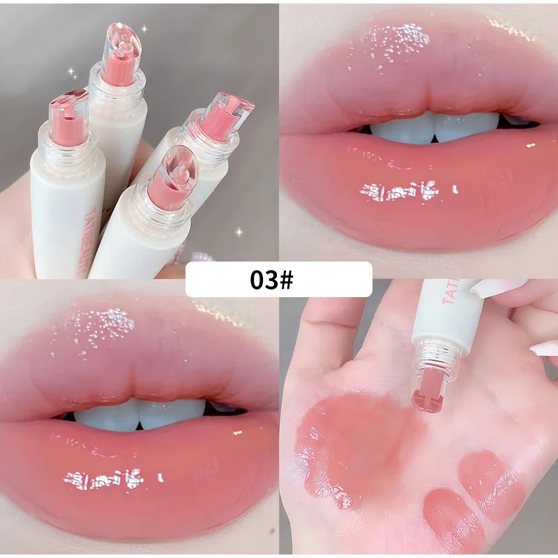 Lápiz labial hidratante con esencia de gelatina, brillo de labios, espejo, lápiz labial, maquillaje de estudiante, Cosméticos de barro