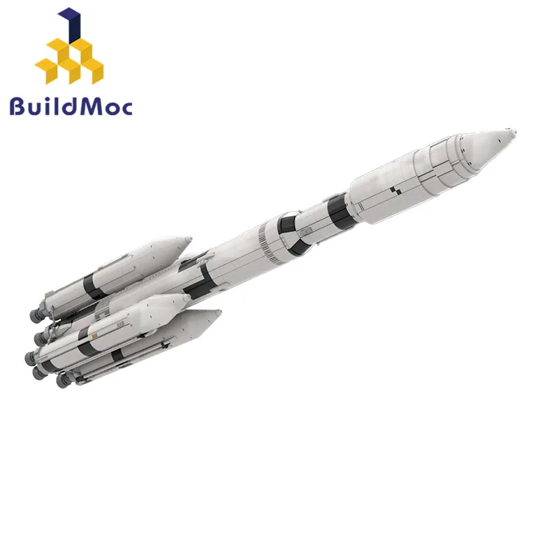 MOC Space Saturn V MLV-25L Rocket Building Blocks Set Big Size Science Blue Origined Explore Vehilce Bricks Toys For Kids Gifts