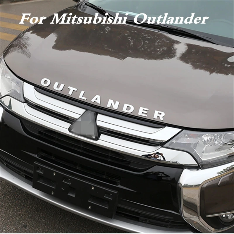 For Mitsubishi Outlander 2013 2014 -2019 2020 2021 2022 2023 2024 Front Cover Grill Car Logo Letter Sticker Trim Car Accessories