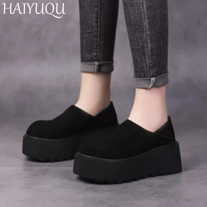 Platform Women Suede Cotton Shoes Flats Fashion Loafers Shoes Women Trend New Sneakers Retro Snow Boots Brand Mujer De Zapatos