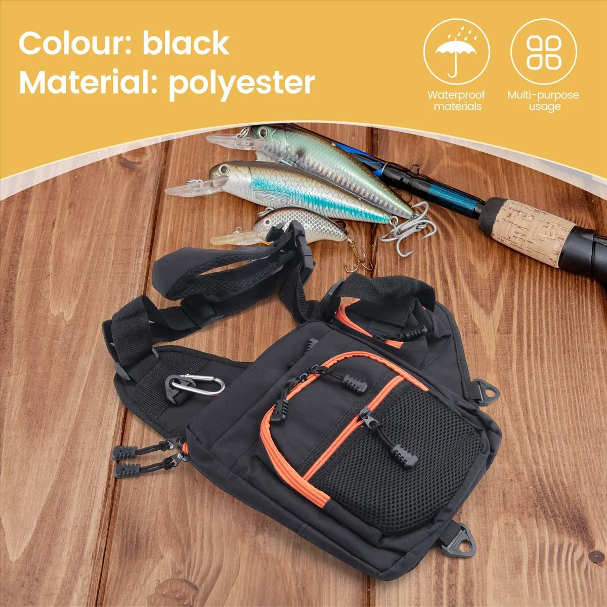 【CYBER MONDAY】Fishing Bag Waterproof Fishing Rod Cover Bag Large Capacity Fishing Reel Lure Tackle Bag Outdoor Shoulder Bags Bla