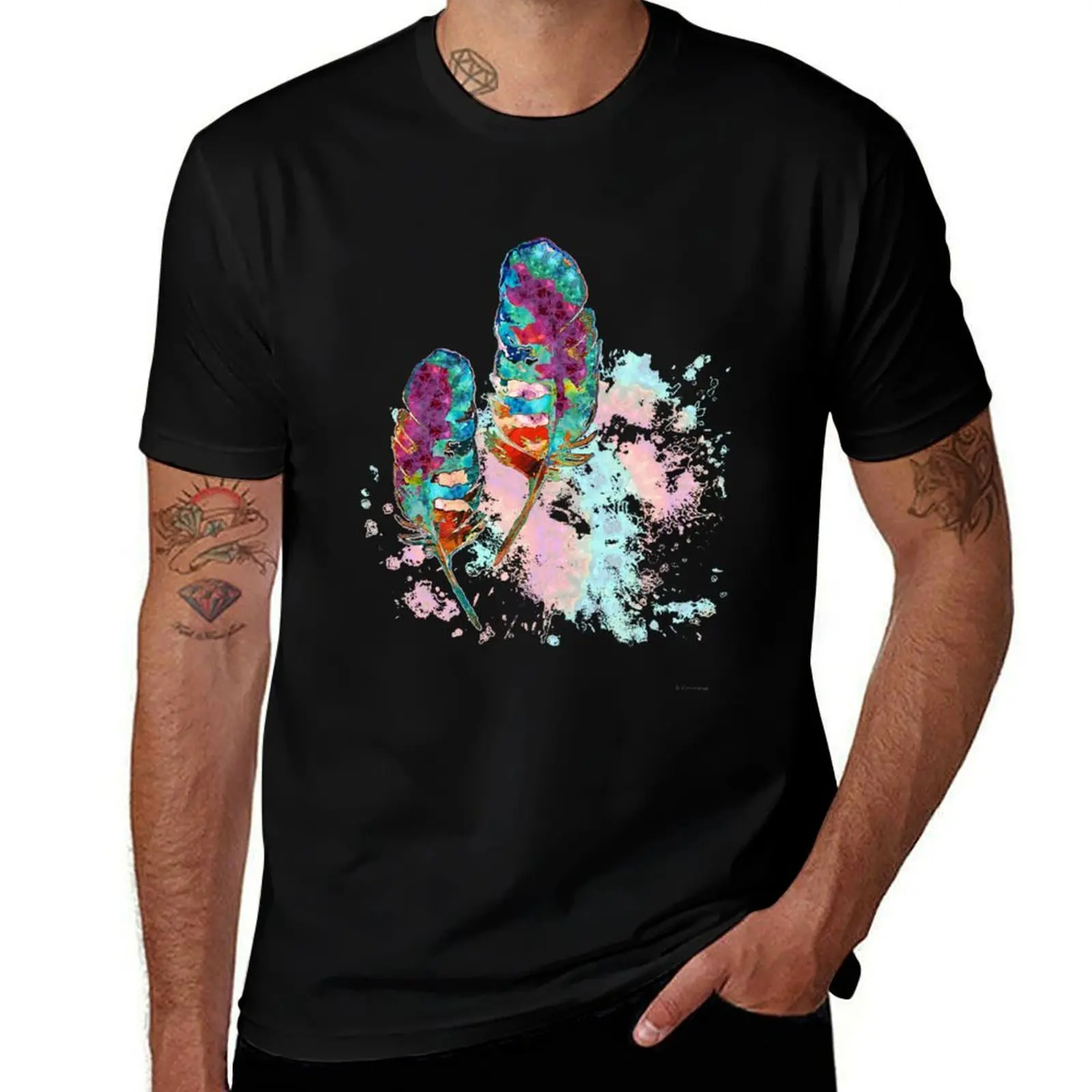 

rainbow feather 3 T-Shirt t shirt man plain man graphic t shirt T-Shirt