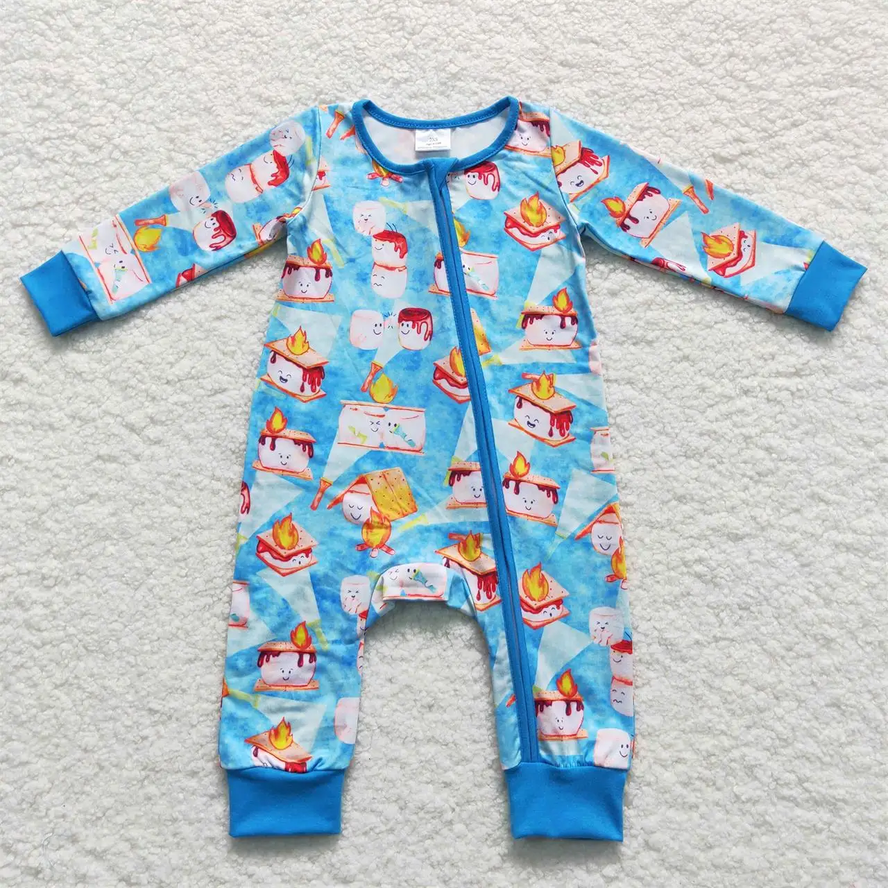 

Wholesale Baby Boy Zipper Long Sleeves Cake Blue Romper Kids Toddler One-piece Newborn Coverall Bodysuit Jumpsuit Clothing