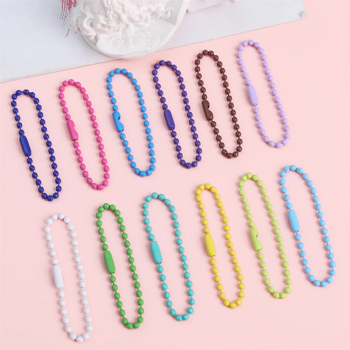 Iron Spray Painted Chain Bead Chain Buckle DIY Jewelry Accessories Baking Paint Color Iron Pendant Tag Chain 2.4mm * 12cm 10pcs