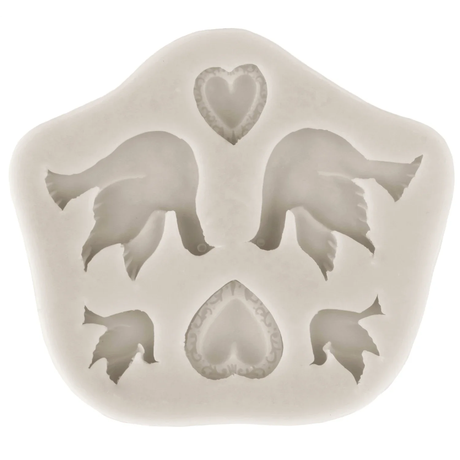 Pigeon Heart Shape Silicone Mold Birds Chocolate Making Mould Clay Resin Molds Fondant Cake Decorating Tools Kitchen Accessories