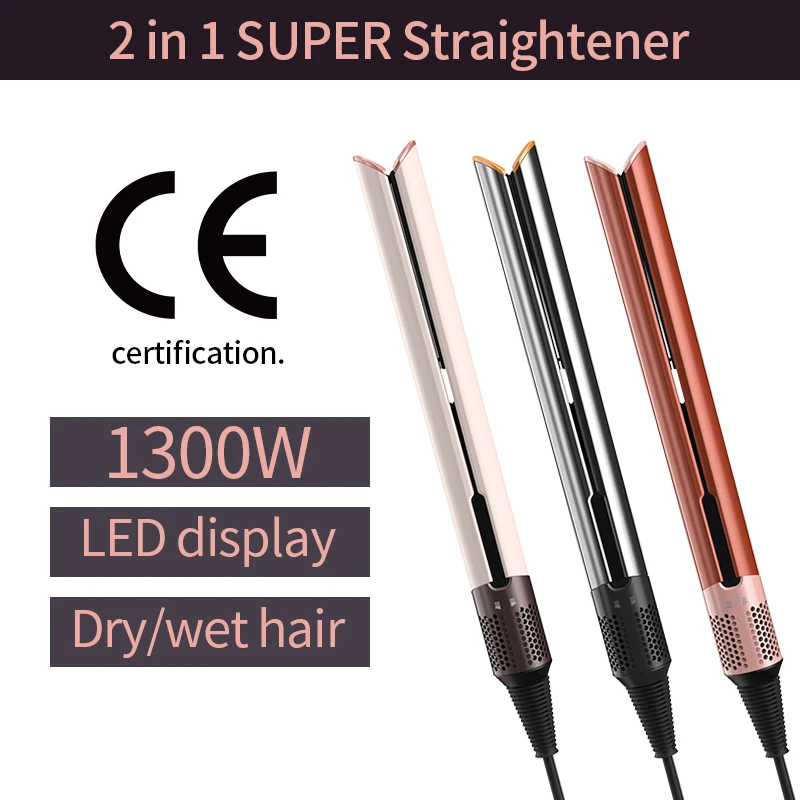 2 in 1 With display Professional Hair Straightener 1300W Hair Dryer Heat-Up Flat Negative Ion Iron Lasting Styling Straightener