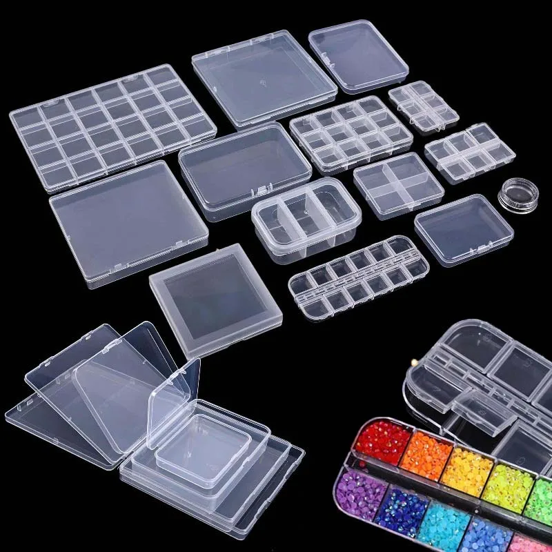 Transparent Storage Jewelry Box Multi Compartment Nail Art Storage Box Organizer Jewelry Accessories Storage Case for DIY Crafts