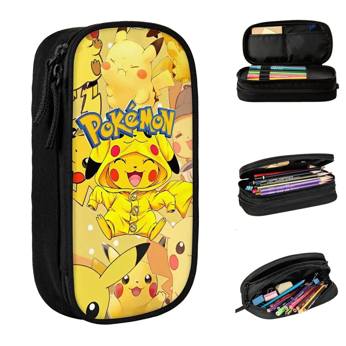 

Pikachu Cartoon Pencil Case Fashion Pokemoned Pen Box Pencil Bags for Student Large Storage Students School Gift Pencil Pouch