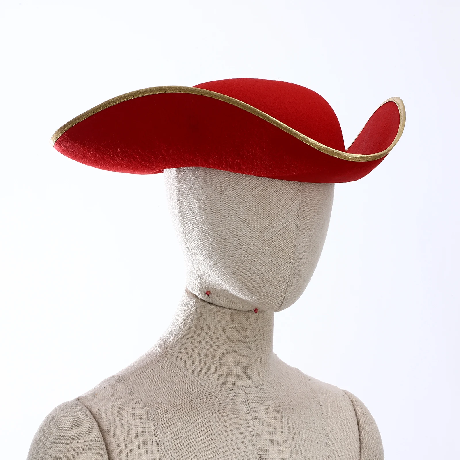 Halloween Captain Pirate Hat Cosplay Colonial Tricorn Hats Metallic Brim Felt Hat Adult Kids Carnival Masquerade Party Hat Caps