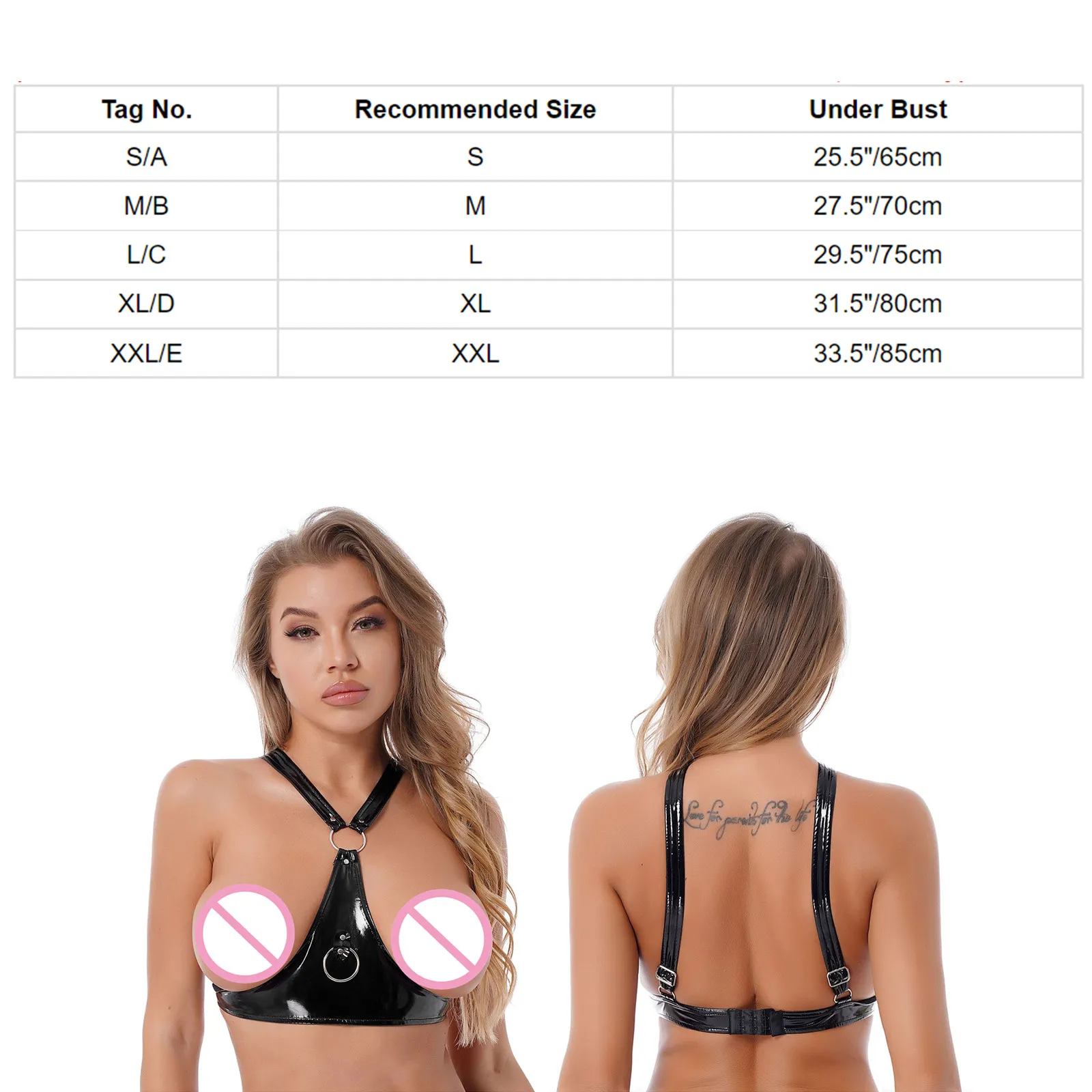 Women's Sexy Open Cup Bra Lingerie Bodycon Cupless Cage Brassiere Patent Leather Wetlook Hollow Out Nipple Crop Top Clubwear