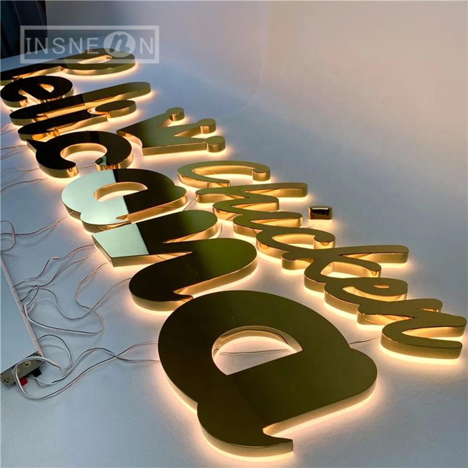 Custom Metal LED Sign Stainless Steel Luminous Lettering Outside Indoor Company Store Logo Wall Decor Illuminated Light Signage