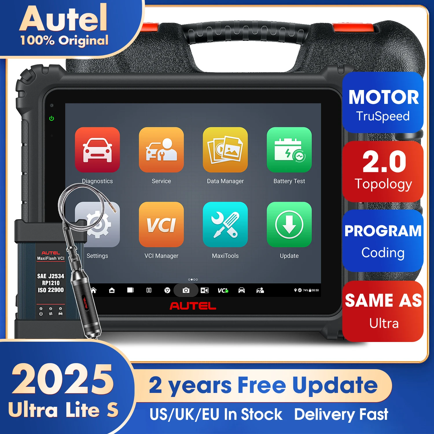 

Диагностический планшет Autel MaxiCOM Ultra Lite S с программированием/кодированием ECU BMW и Mercedes, топологическим модулем