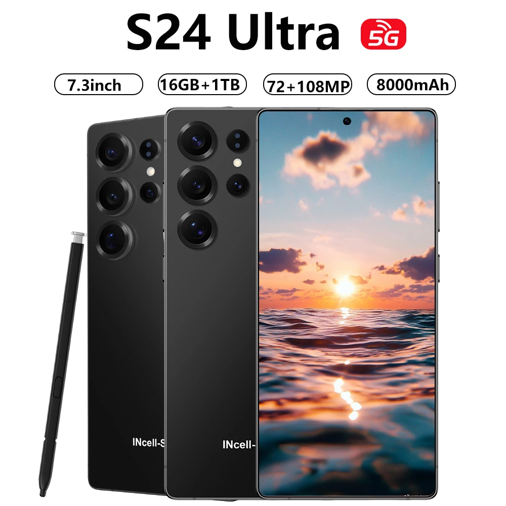 

S24 Ultra Mobile Phone 5G Dual SIM 7.3inch Hot Cellphone 22GB+2TB Global Version Original Smartphone 7800mAh Face Unlocked