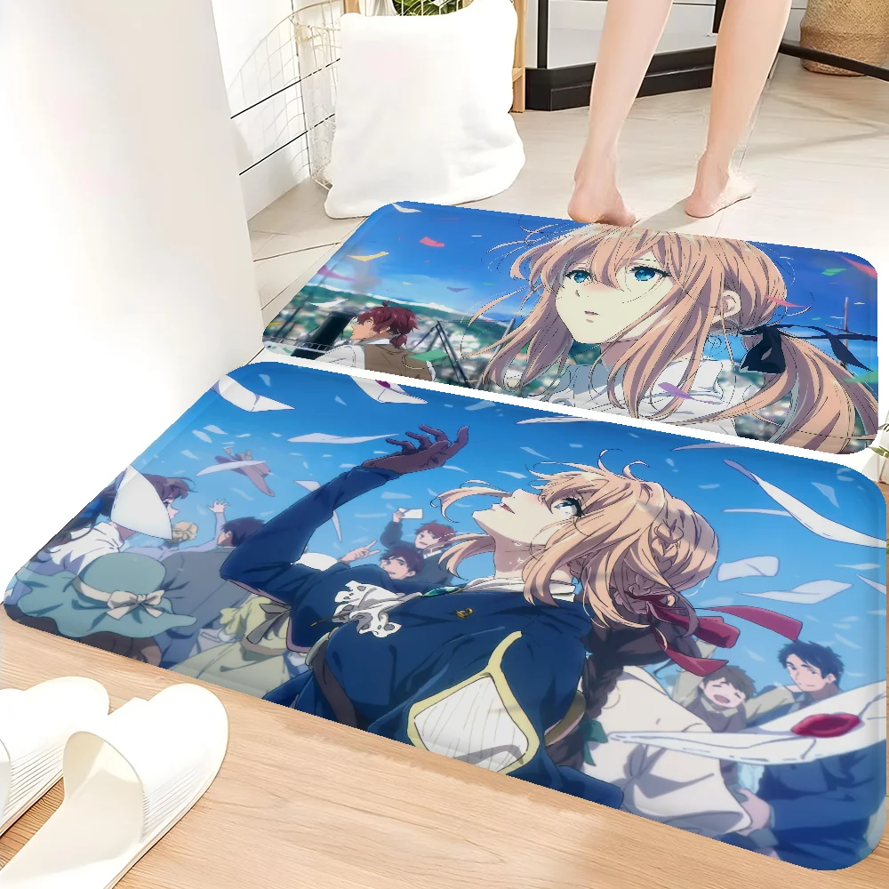 

V-Violet E-Evergarden Bathroom Mat INS Style Soft Bedroom Floor House Laundry Room Mat Anti-skid Welcome Doormat