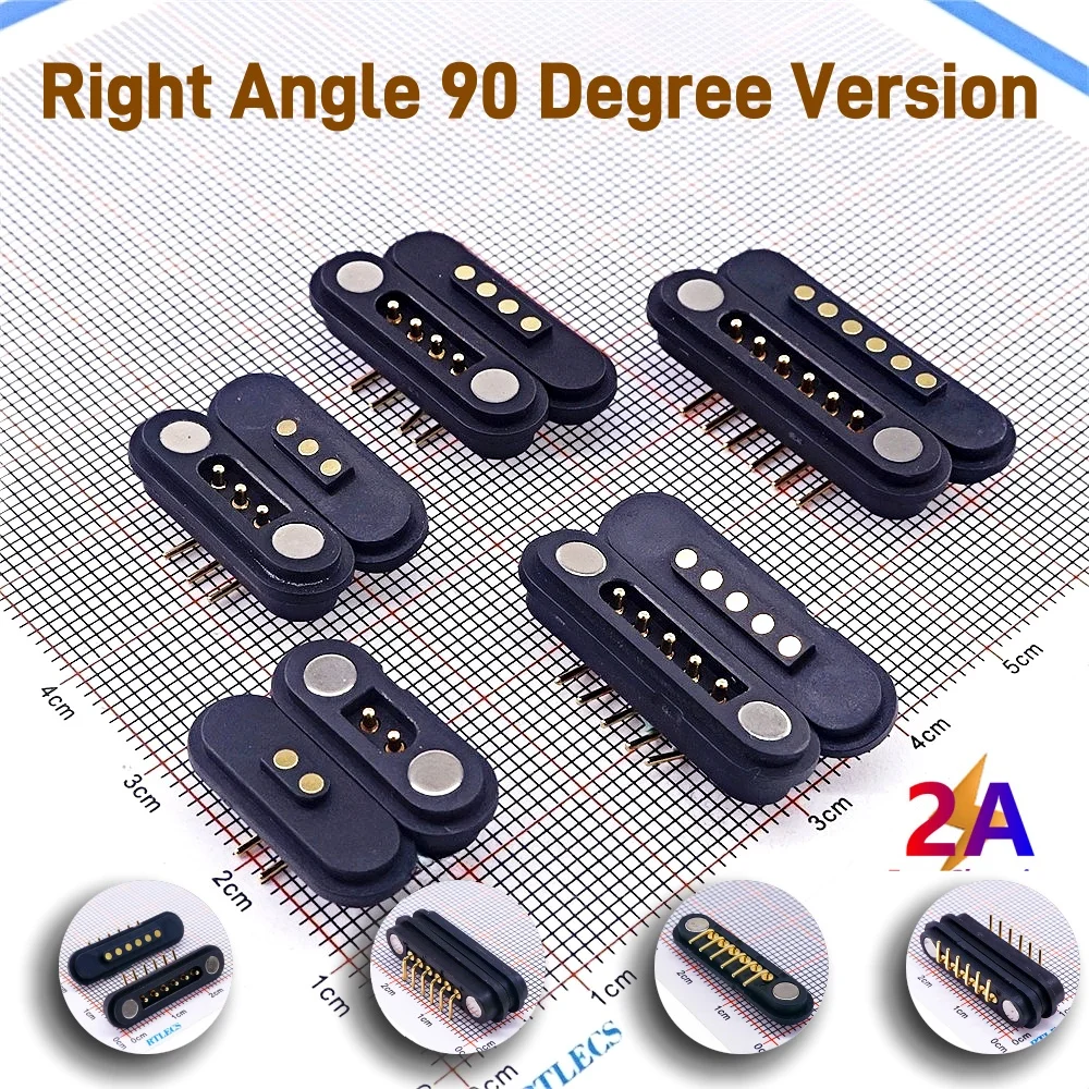 1/5Pair 2A Waterproof Magnetic Pogo Pin Connector 2 3 4 5 6 Positions Pogopin Male Female 2.54 MM Spring Loaded DC Power Socket
